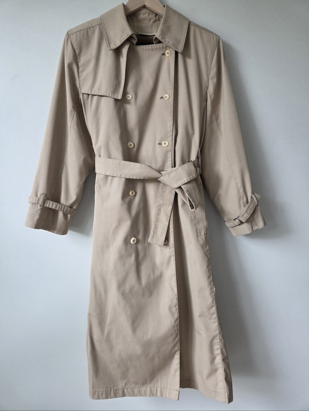 Vintage London Fog Tan Trench Coat Removable Fleece Liner Belted Womens Petite 8